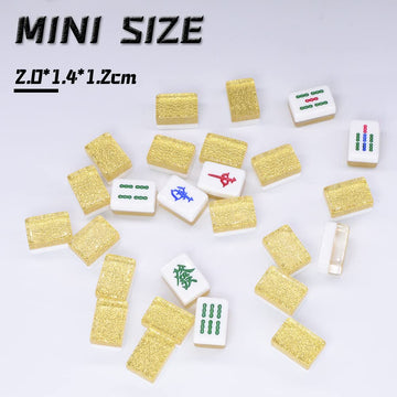 drizzle Gold Travel Mahjong Mini Set 20mm with Instructions - Portable 146 Tiles - for Beginners with 4PCS Racks 2 Pounds - Chinese Mah-Jong Game ??