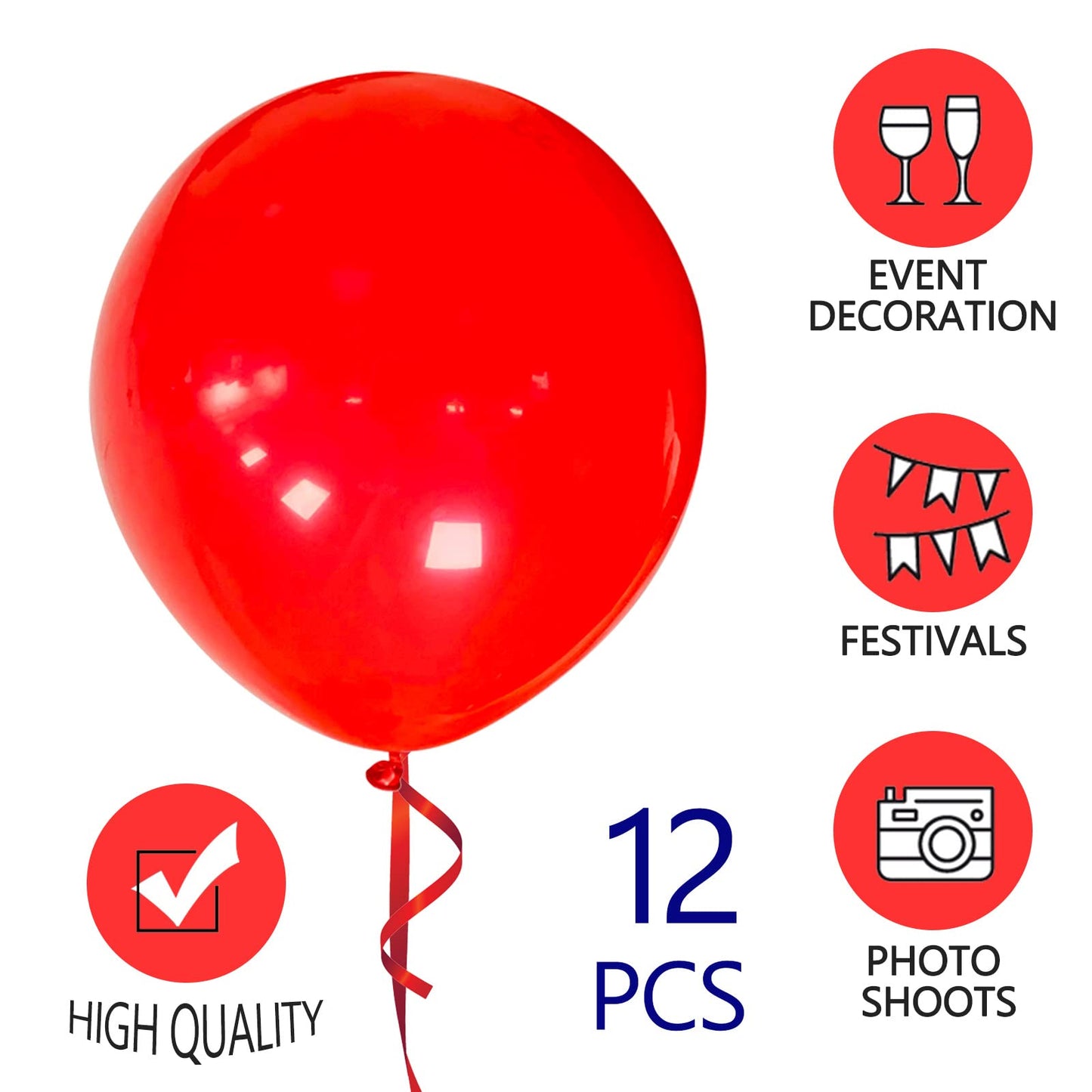 Red Balloons 18 Inch 12 Pack Large Latex Party Balloons Round Helium Balloon For Christmas Wedding Birthday Valentine'S Day Enga