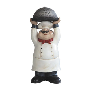George S. Chen Imports Ss-G-65008 Chef Holding Welcome To My Kitchen Tray Figurine