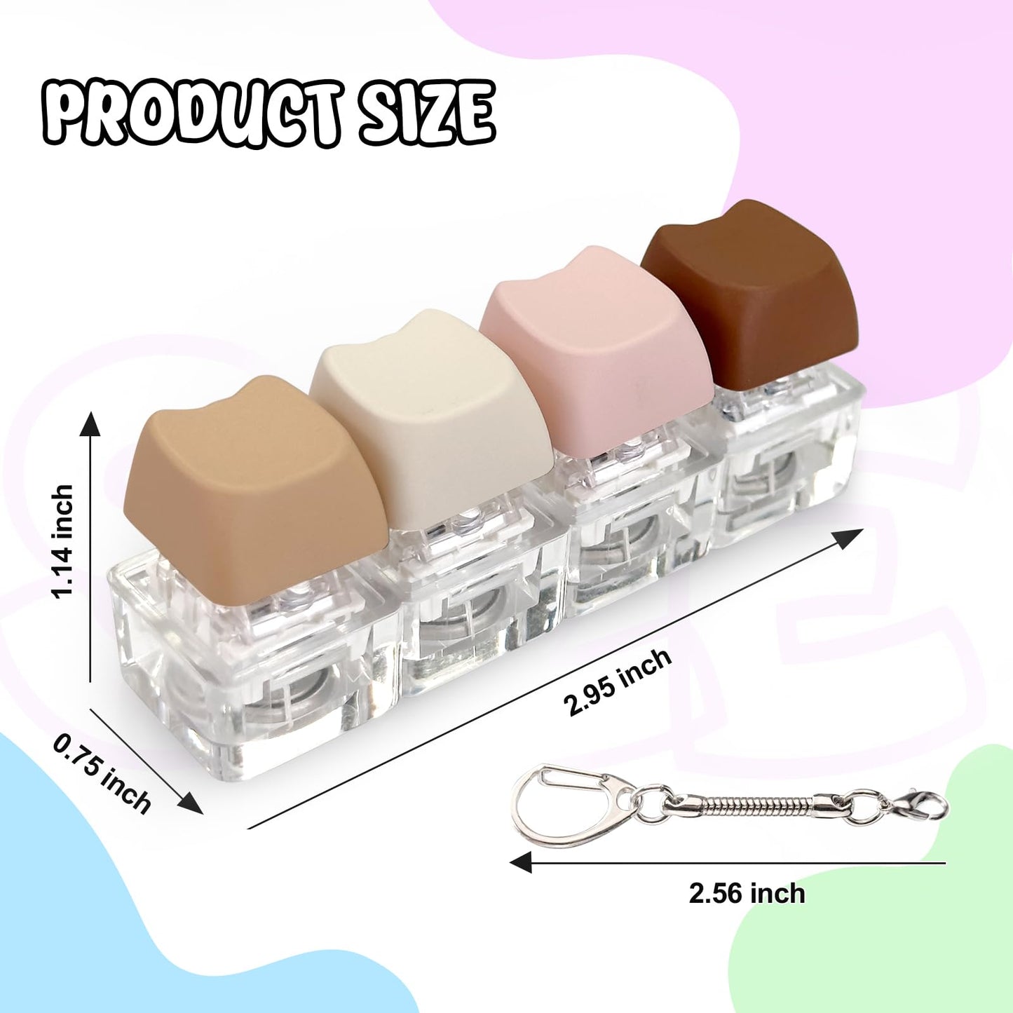 Keyboard Fidget Toy For Adults With Sound,Keyboard Clicker With Led Light ,Keychain Fidget Sensory Fun Toys For Anxiety Decompre