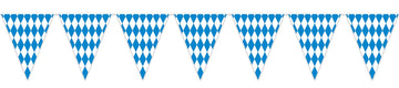 Beistle Plastic Oktoberfest Bavarian Pennant Banner for German Theme Party Supplies, 11 x 12, Blue/White
