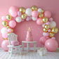 Funhot Pink And Gold Balloons, 60Pcs Retro Pink White Balloons, 12 Inch Metallic Gold Confetti Balloons Helium Light Pink Latex