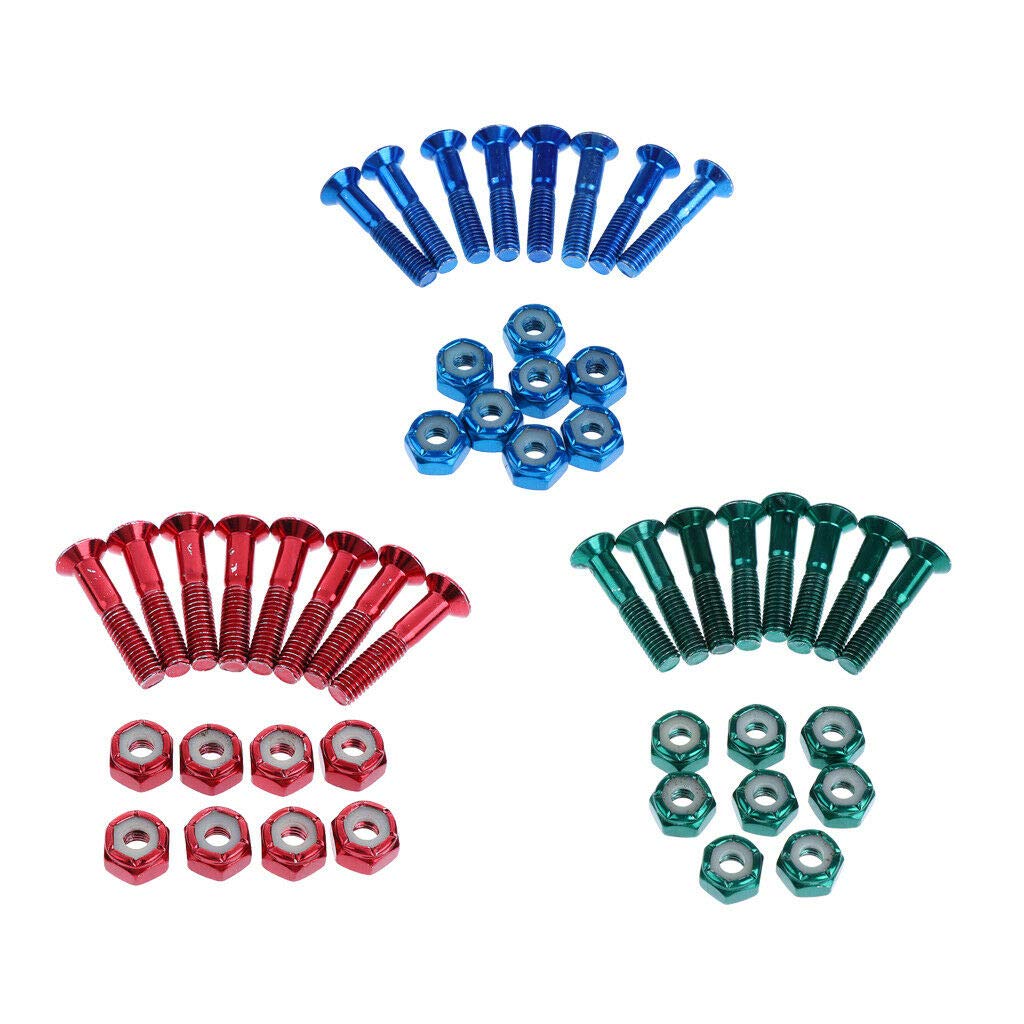 24 pcs Replacement Skateboard Truck Hardware Longboard Screws Bolts 1