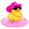 Wonuu Car Rubber Duck, Yellow Duck Decoration Dashboard With Sun Hat Swim Ring Necklace Sunglasses For Car Dashboard Decorations, White Spots Pink Cowboy Hat-Pink
