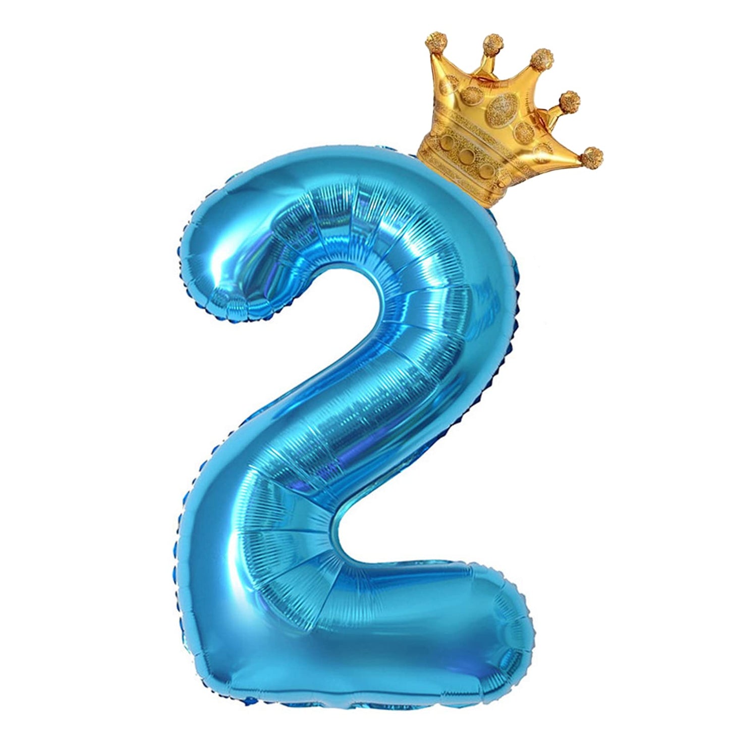 40 Inch Light Blue Number 2 And Mini Crown Balloon For 2Nd Birthday Party Decorations, Light Blue Birthday Party Balloons Decora