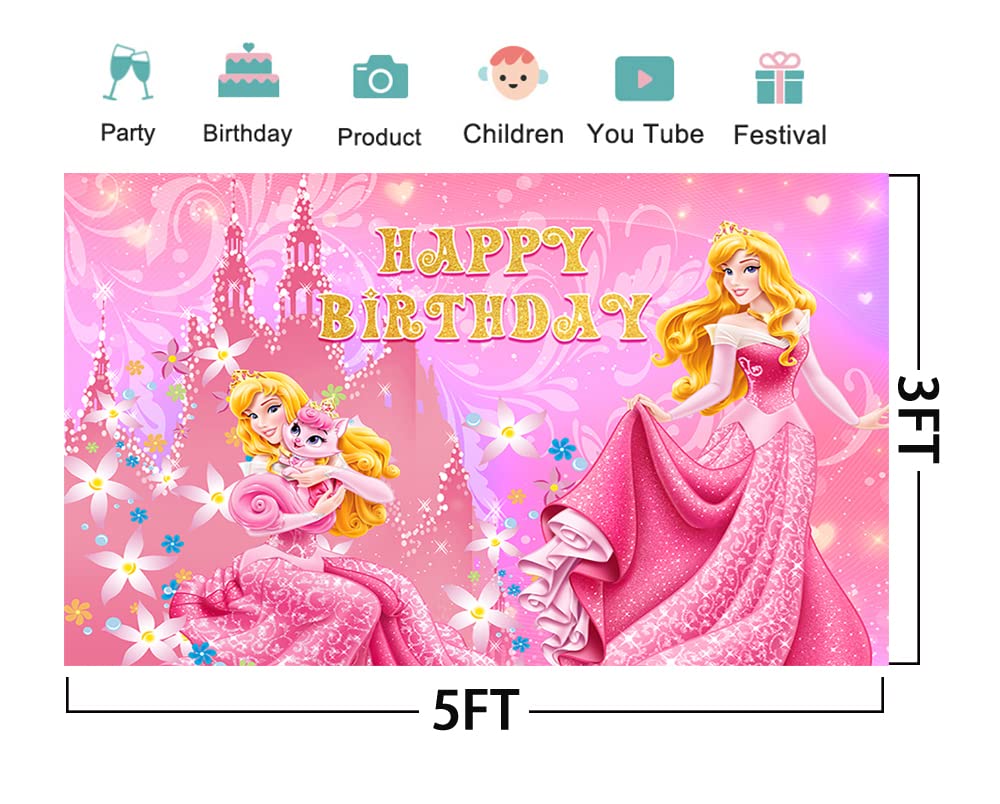 Princess Backdrop for Birthday Party Decorations, Princess Aurora Background for Baby Shower Party Cake Table Decorations Suppli