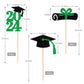 Alissar 15-Pack Double Sided Glitter 2024 Graduation Party Centerpiece Sticks Green- Table Toppers For 2024 Graduation Party Dec