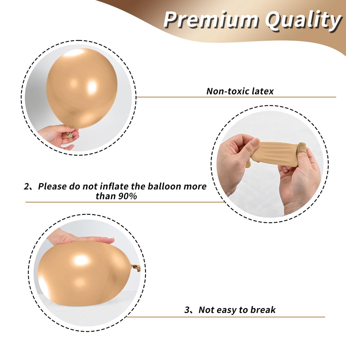 Brown And Gold Balloons, 12 Inch Retro Brown Cream Balloon, Metallic Sand Gold Brown Beige Balloons, Apricot Neutral Gold Balloo