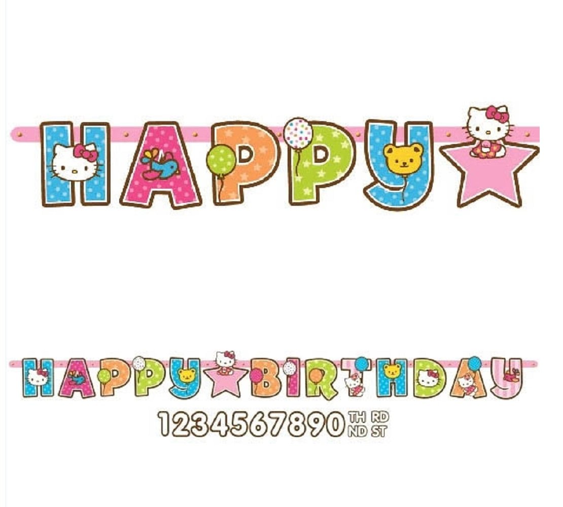 Amscan Dainty Hello Kitty Balloon Dreams Jumbo Add-an-Age Birthday Party Letter Banner Decoration (1 Piece), 10.5 x 10, Multico