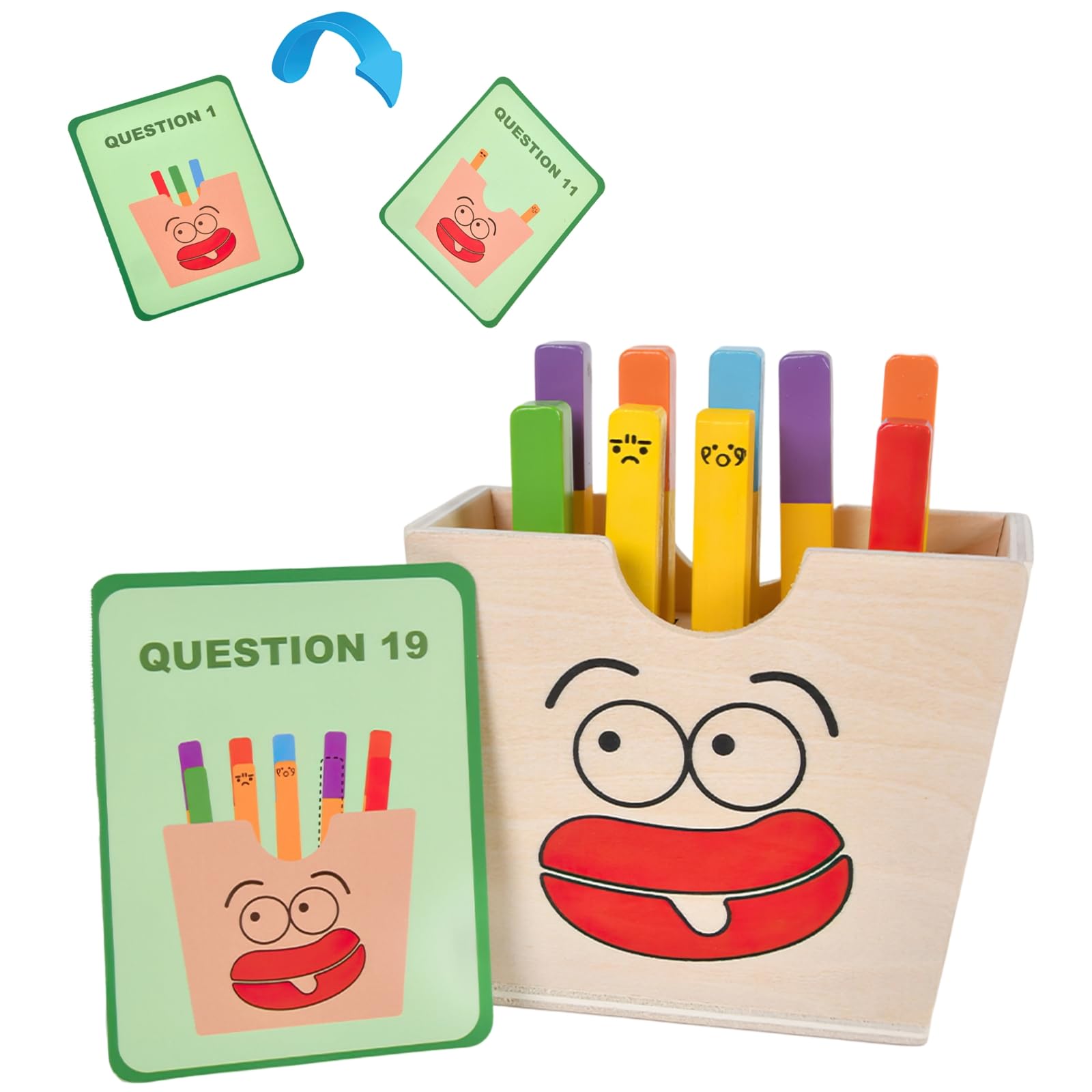 Mikneke Wooden French Fries Sorting & Stacking Toys For Toddlers, Montessori Toys For 3 Year Old, Preschool Educational Toys To Develop Fine Motor Skills