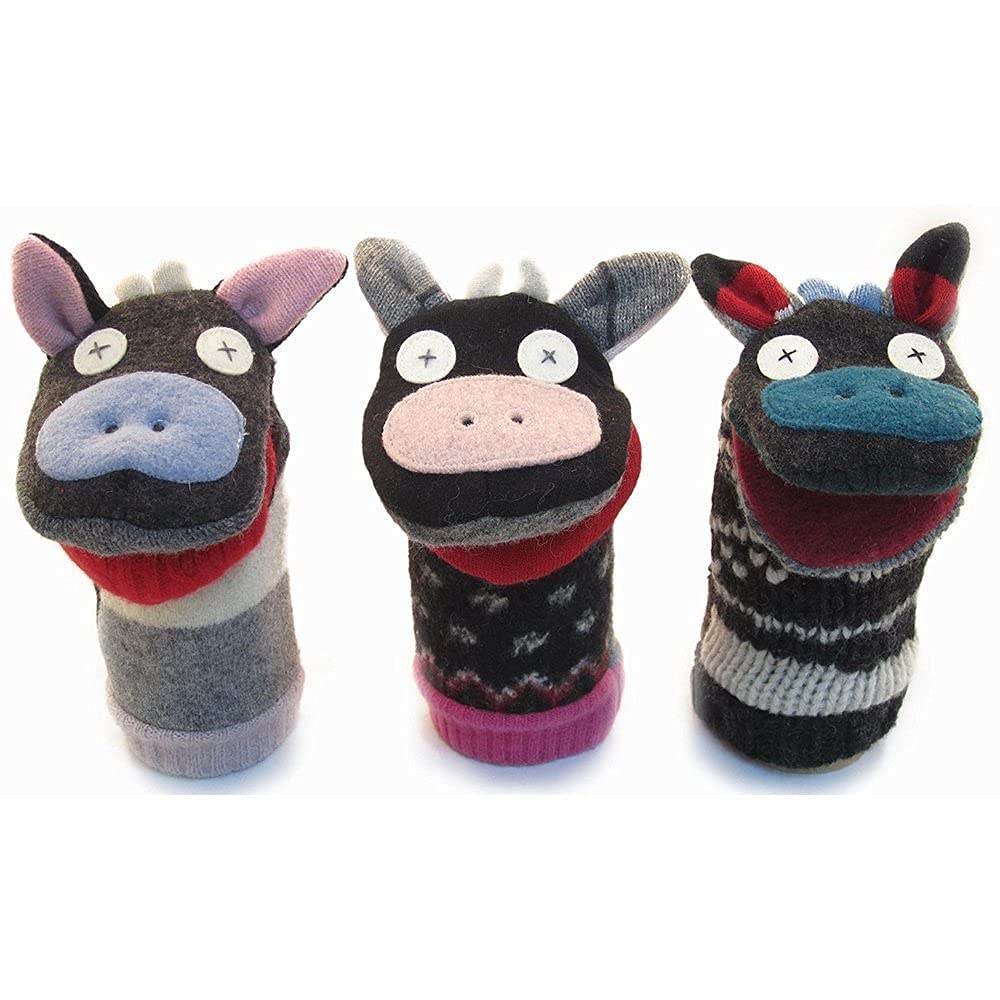 Cate & Levi - Hand Puppet - enhanced Reclaimed Wool - Handmade in Canada - Machine Washable (Cow)
