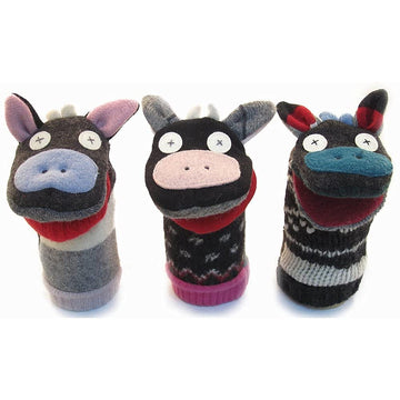 Cate & Levi - Hand Puppet - enhanced Reclaimed Wool - Handmade in Canada - Machine Washable (Cow)