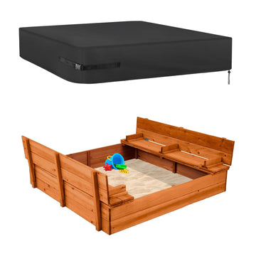 Kasla Sandbox Cover, Square Sandbox Cover Waterproof, Outdoor Toddler'S Large Sand Box Covers For Sand Protection (Black, 61'' L