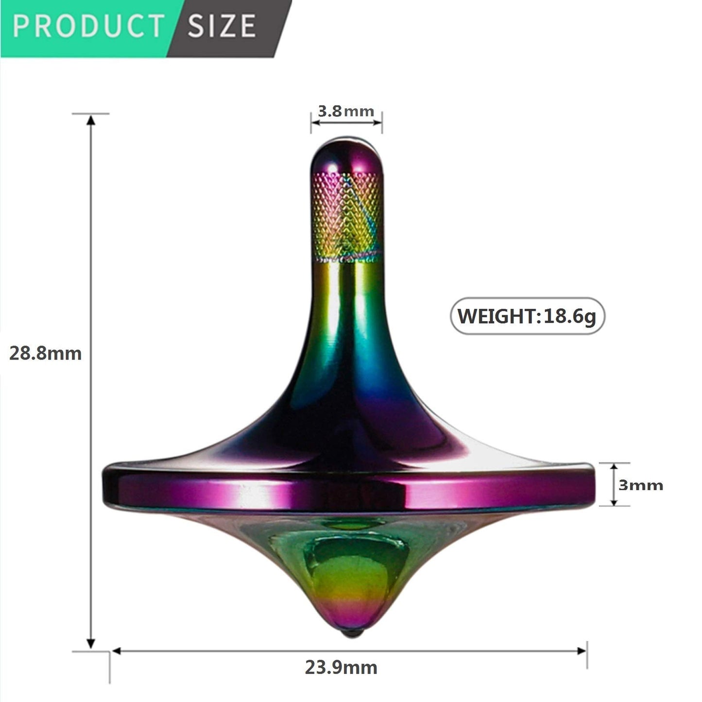 CHEETOP Stainless Steel Spinning Top  enhanced Exquisite Perfect Balance Well Made Metal Desk EDC Little Fidget Toy  Spin Long Time Over 6 Minutes  Great Value (Iridescent  Small Diameter 24mm)