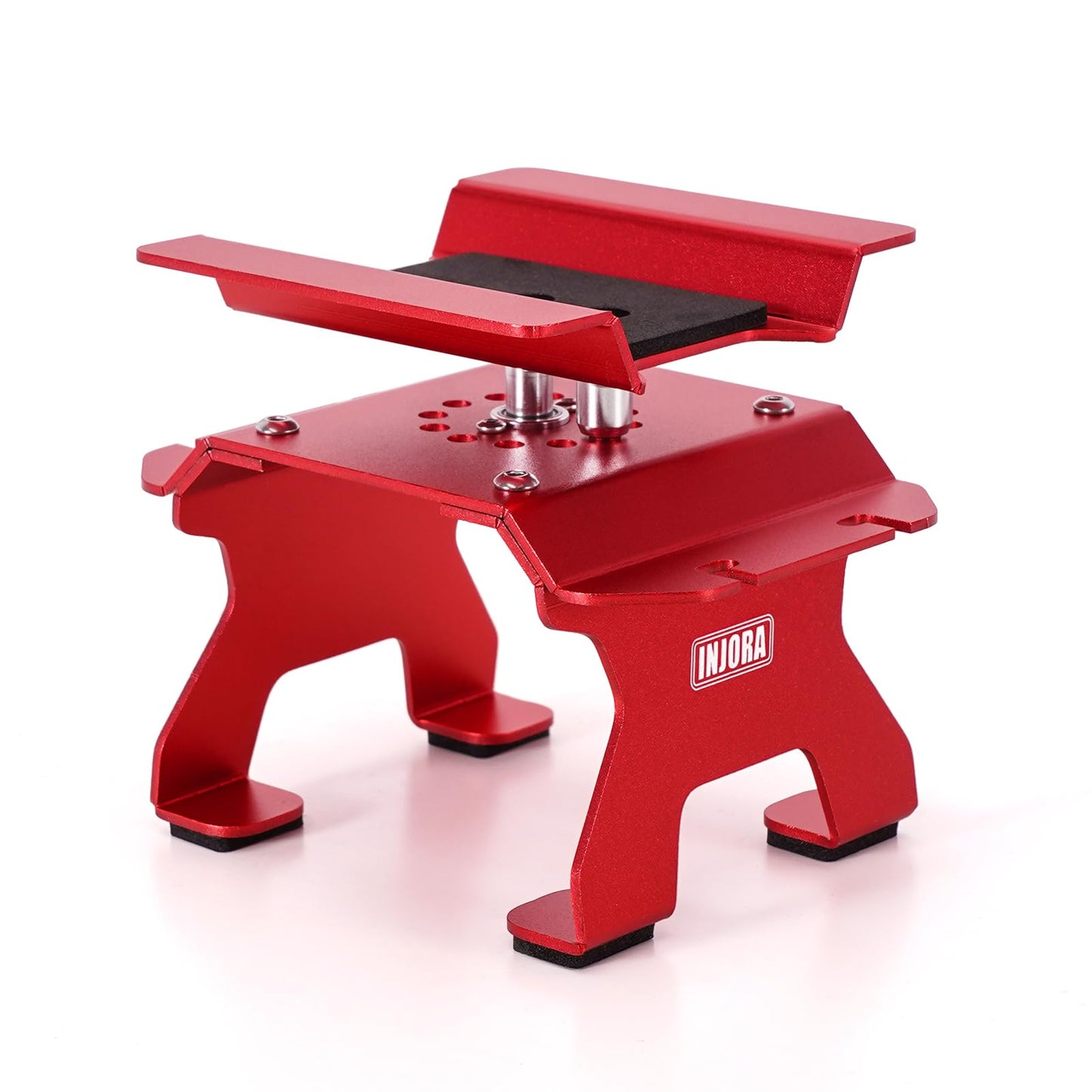 INJORA Aluminum 80g RC Car Stand with Shock Holder for 1/24 1/18 RC Crawler Upgrade(Red)