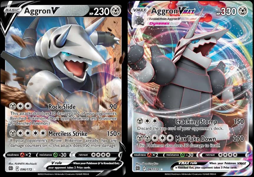 Pokemon Aggron V & Vmax 097/172 Brilliant Stars - Ultra Rare Card Lot