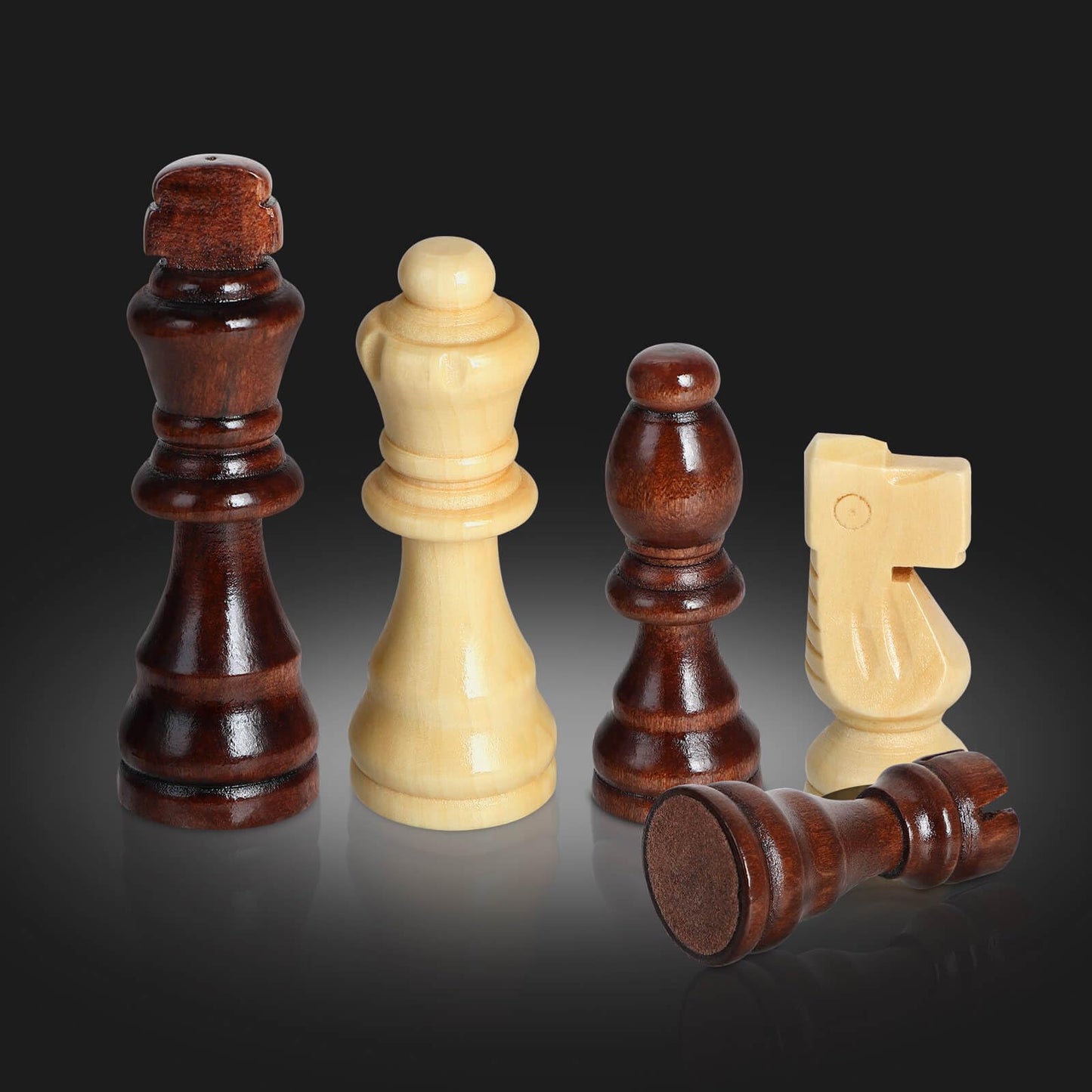Fanvince Chess Set 15' Wooden Board Game - Wood Sets With 2 Storage Bags And 2 Extra Queens - Gifts Box For Men Dad