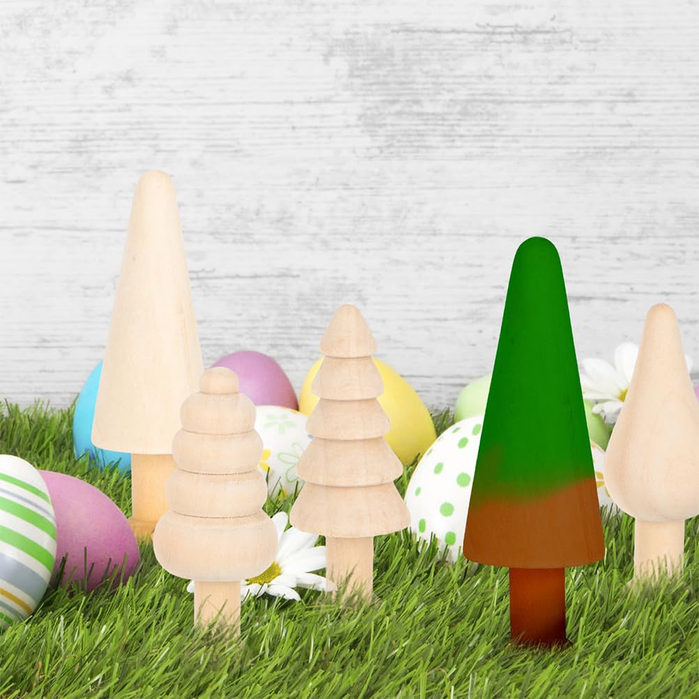 40 Pcs Small Wooden Mushroom Unfinished Wood Christmas Tree Wooden Tree for Painting Craft DIY Trees Easter Decoration Mini Wood