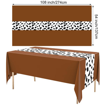Remagr 54 x 108 Inch Cow Tablecloth for Party Decor Western Table Cloth Cowboy Print Plastic Rustic Table Runner Highland My Fir
