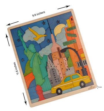 New York City Puzzle for Kids | 75 Piece Wooden Jigsaw Puzzle | Learning Educational Toys Gifts for Boys Girls 3+ Years | Discov