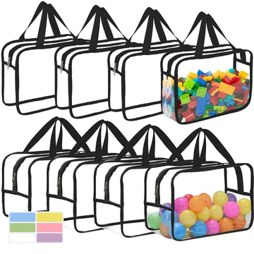 8 Packs Large Toy Storage Bags with Labels, Reusable Clear PVC Board Game Storage, Travel Waterproof Organizer Bags with Zipper 