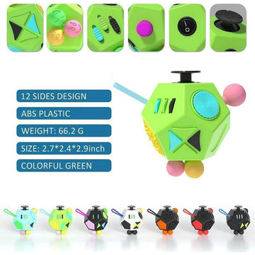 Fidget Dodecagon –12-Side Fidget Toys Cube Relieves Stress And Anxiety Anti Depression Cube For Children And Adults Easter Basket Stuffers Gift Idea (B1 Green)
