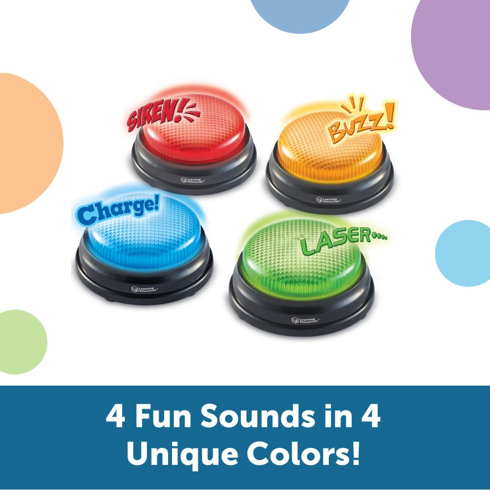LEARNING RESOURCES LIGHTS AND SOUNDS BUZZERS SET OF 4 (Set of 3)