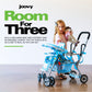 Joovy Toy Caboose Baby Doll Stroller Featuring Reclining Front Seat, Adjustable Footrest, Storage Basket, Extendable Canopy, And Snack Tray - Holds 3 Dolls (Blue Dot)