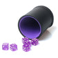 RERIVER PU Leather Dice Cup Set, Purple Velvet Interior Dice Cup Shaker Quiet with 6 Purple Translucent Dice for Liars Dice/Fark