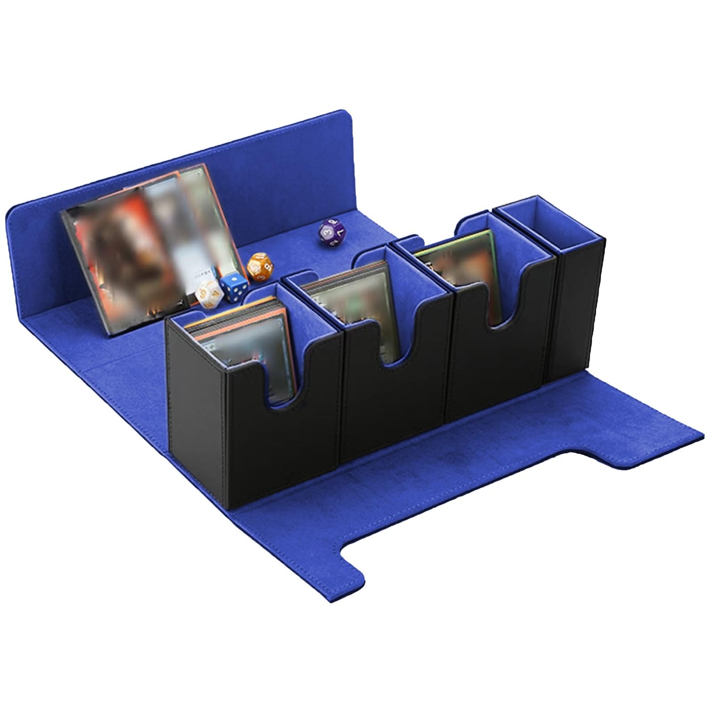 Foteemo Card Deck Box For Mtg, 4 In 1 Commander Deck Box Deck Box With Dice Tray Trading Card Deck Storage Box Holding 300+ Slee