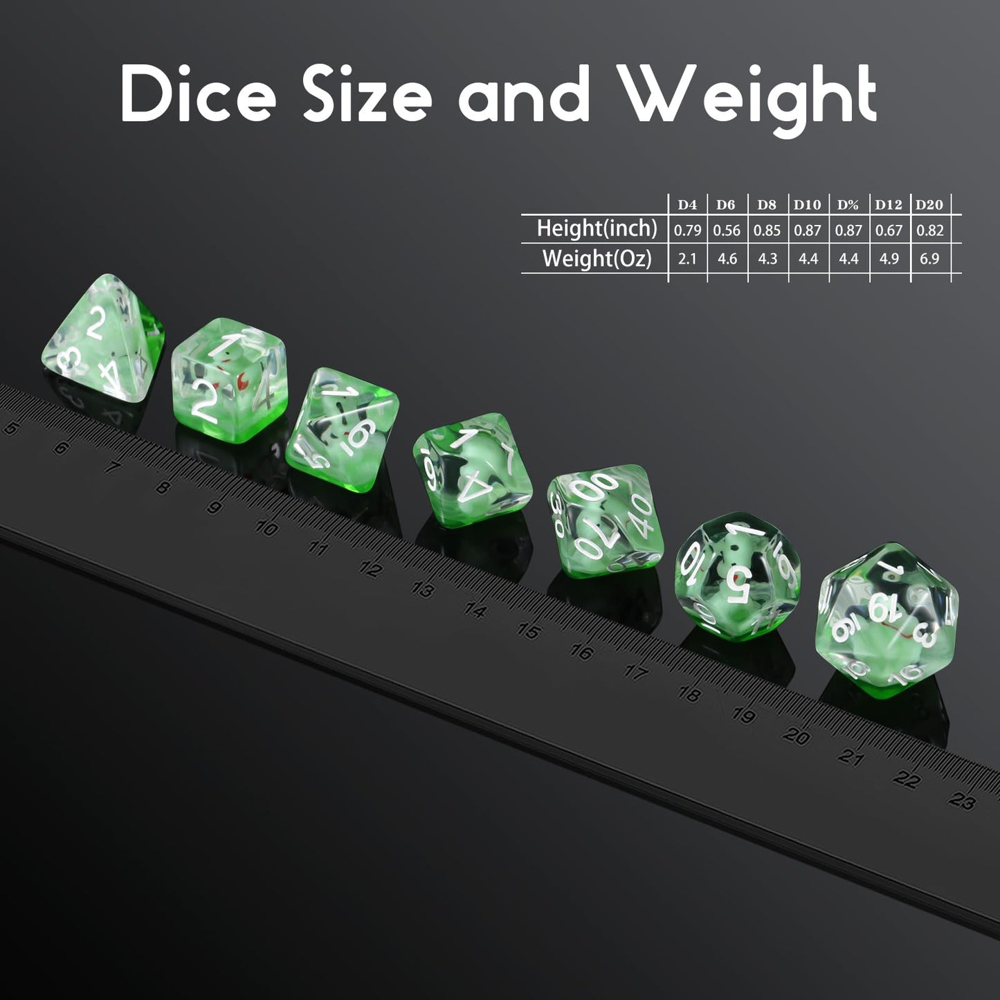 Snake DND Dice, DNDND 7PCS Resin D&D Die with Velvet Pouch for Dungeons and Dragons Role Playing Games and Tabletop Games(Snake)