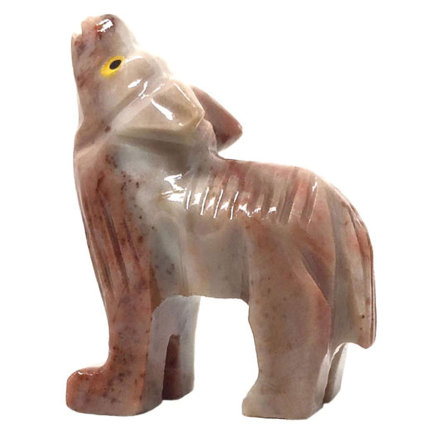 Nelson Creations, Llc 1.5 Inch Wolf Natural Soapstone Hand-Carved Animal Charm Totem Stone Carving Figurine