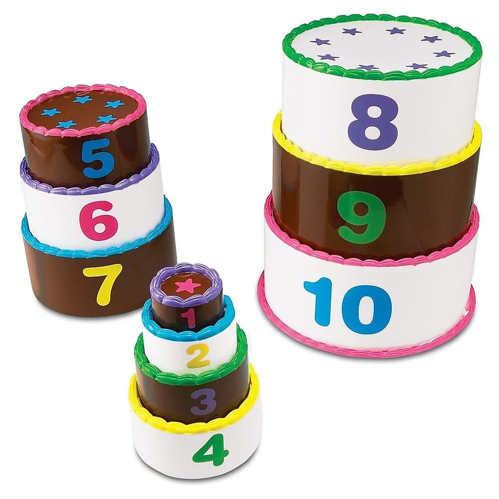 Learning Resources Stack and Count Layer Cake - 10 Pieces, Multi-color, Toddler Learning Toys for Early Stacking and Counting Skills