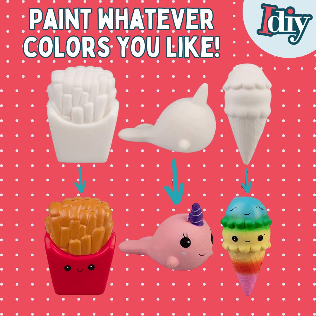 Diy Party Craft Kit Jumbo 4-6'' Blank Squishies (12Pc) W Fabric Paint (12Pk) Combo-White Kawaii Slow Rising Squishy Toys For Pai