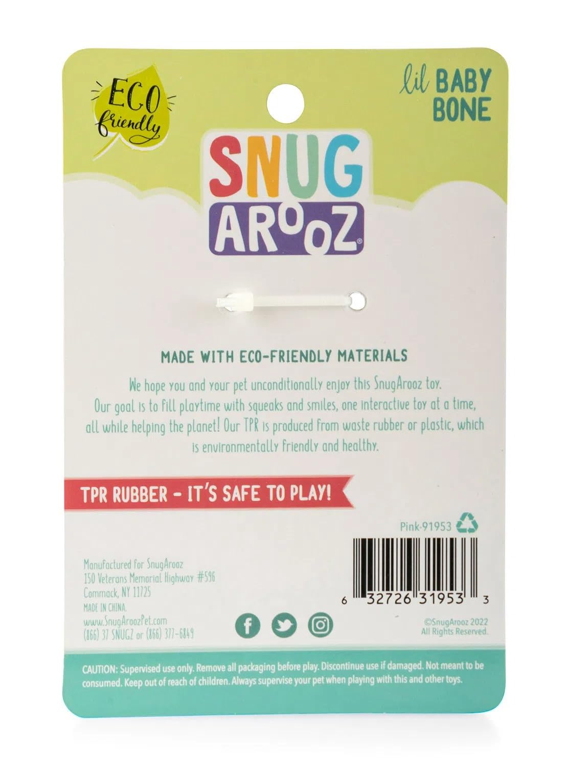 Snugarooz Lil Baby Bone, 4.25'' Colors: Pink