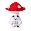 Funny Positive Mushroom, 3.93In Creative Cute Emotional Support Knitted Wool Potato Doll With Inspirational Card Mushroom Nuggets Crochet Lucky Gift For Plush Birthday Party Decoration Encouragement