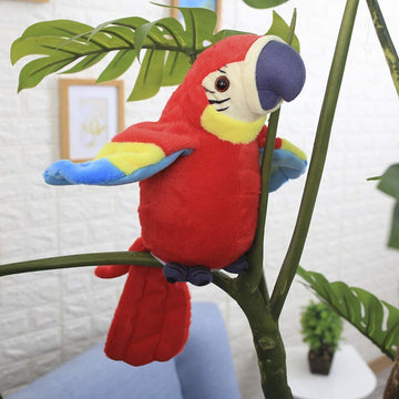 9'' Cute Talking Parrot Repeats What You Say Electronic Interactive Plush Toy Stuffed Animal Record Parrot Waving Wings Funny Bird Toys For Children Girls Boys Best Xmas Gift (Red Parrot)