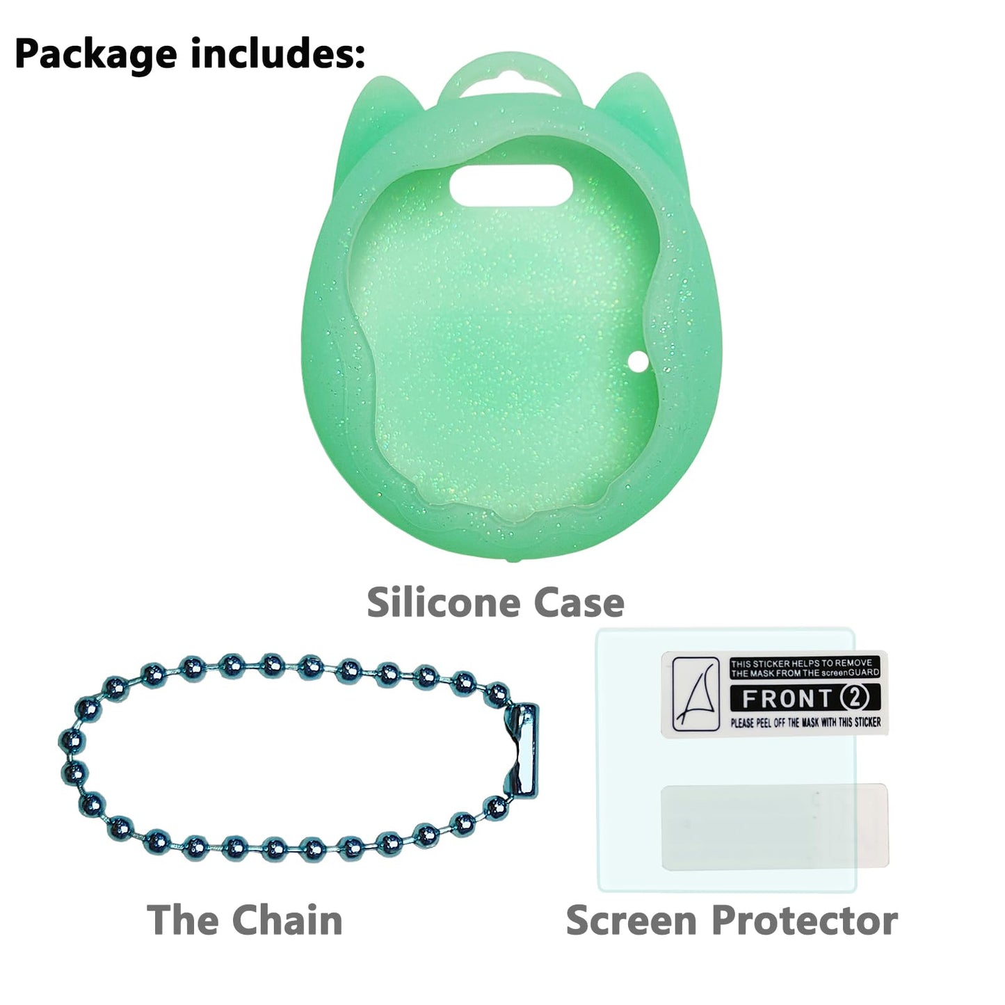 Jchpine Silicone Case Replacement For Tamagotchi Uni, Screen Protector For Tamagotchi Uni Band Pet Accessories(Silicone Case And Screen Film) (Teal Case)