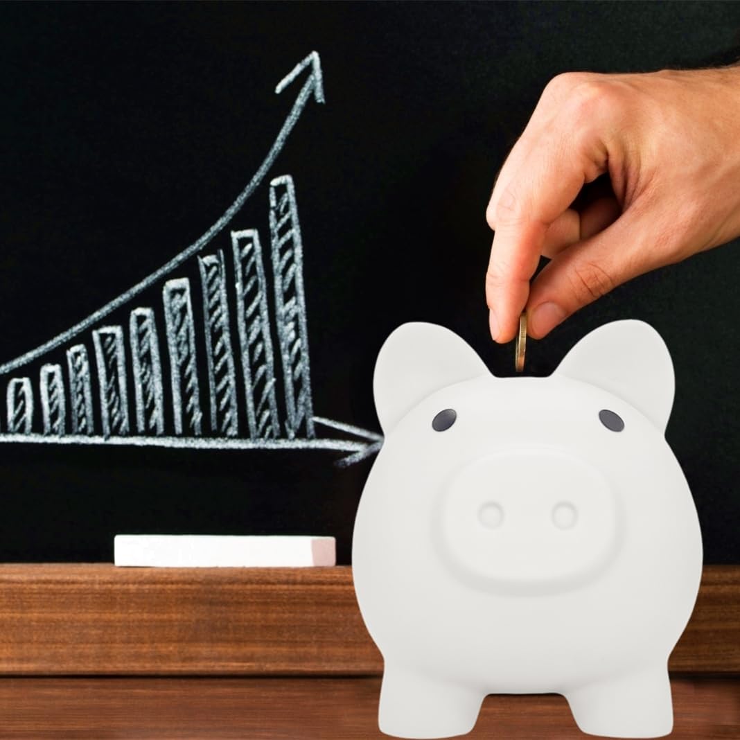 Cute Piggy Bank For Sbrvaniy Pig Money Bank Coin Bank For Boys And Girls My First Unbreakable Money Bank Large Size Decoration Savings (White)