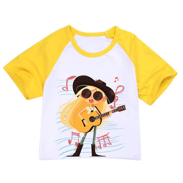 Hecendolame Short Sleeve cute Costume Princess suit Kids Children Girls T-shirt and Shorts Outfit Sets Yellow to 3-4years