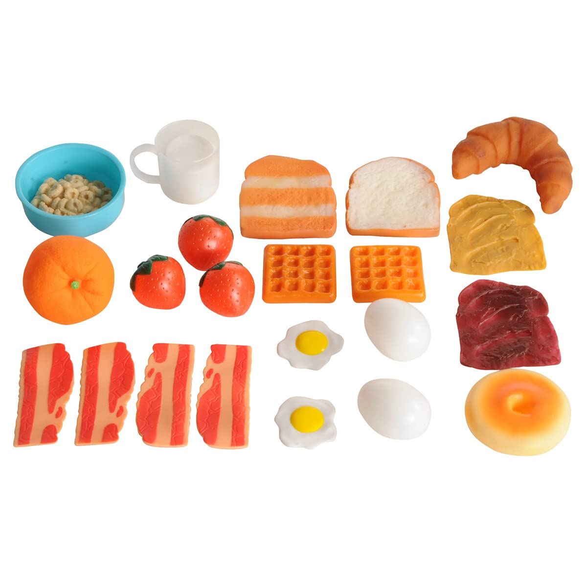 Kaplan Early Learning Life-Size Pretend Play Breakfast Meal Set - 24-Piece Play Food for Kids, Promotes Healthy Eating & Nutriti