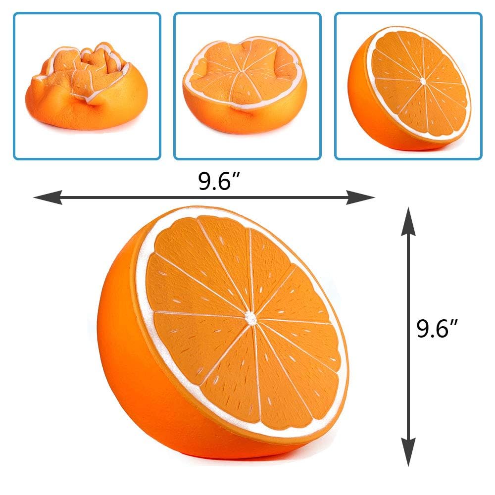 Anboor 10 Inches Squishies Orange Jumbo Kawaii Soft Slow Rising Scented Big Fruit Squishies Stress Relief Kid Toys Decoration Pr