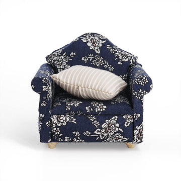 Odoria 1/12 Miniature Chair Armchair Dollhouse Furniture Accessories, Dark Blue