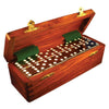 Marion Domino Double Six Black In Dovetail Jointed Sheesham Wood Box - Jumbo Tournament Size W/Spinners
