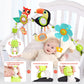 Koty Baby Stroller Arch Toy With Teether, Rattle, Crinkle Sound, Mirror & Music Box, Newborns Sensory Activity Carrier Take-Along Toy, Adjustable For Bouncers, Car Seat & Pram 0M+(Toucan)