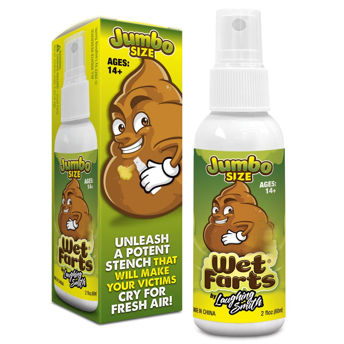 Wet Farts (Jumbo - 60Ml) - Potent Fart Spray - Extra Strong Stink - Hilarious Gag Gifts & Pranks For Adults Or Kids - Prank Poop