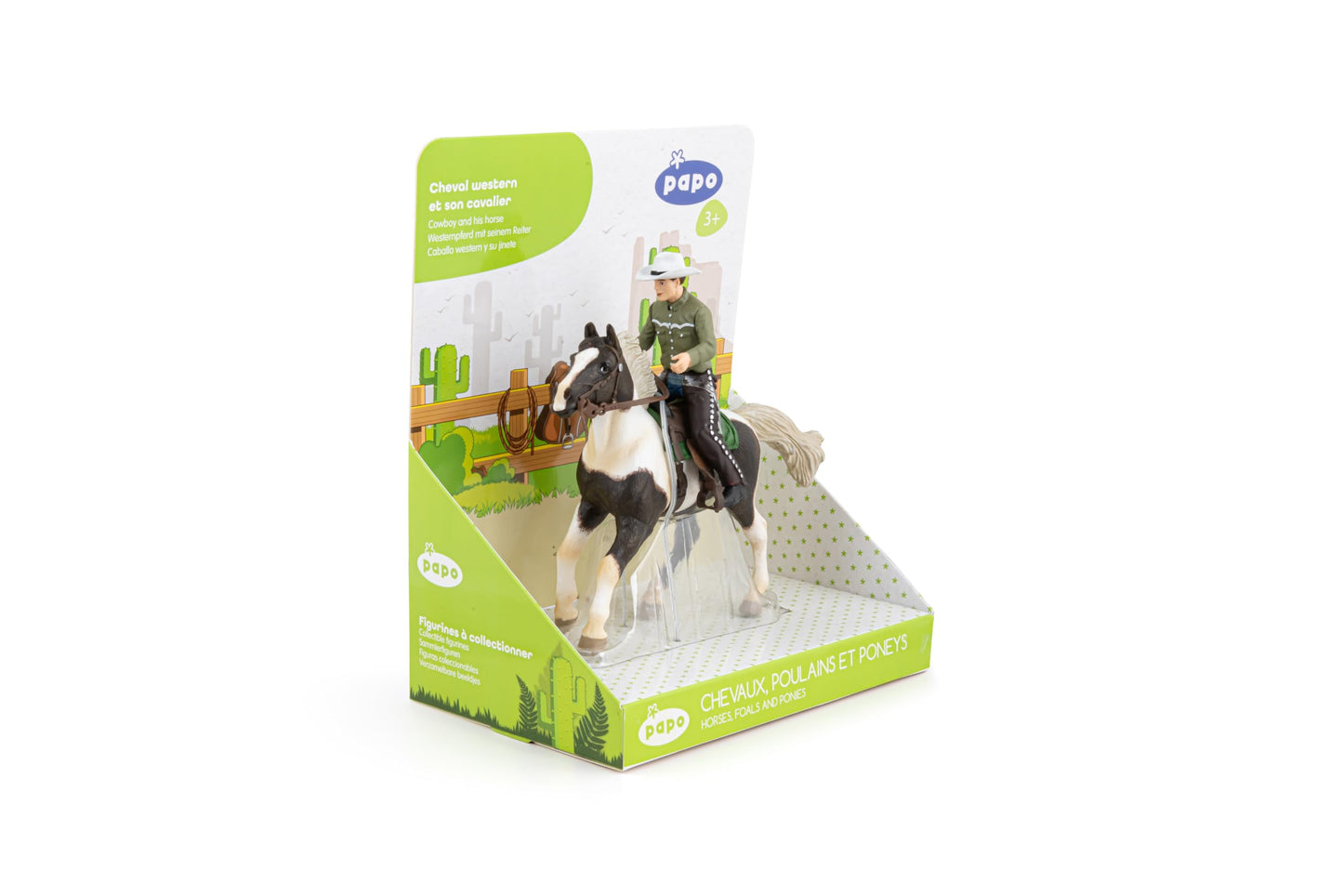 Papo Cowboy and Horse Figurine - Hand-Painted Collectible - Model 51573 - Multicolor - Suitable for Ages 3 and Up