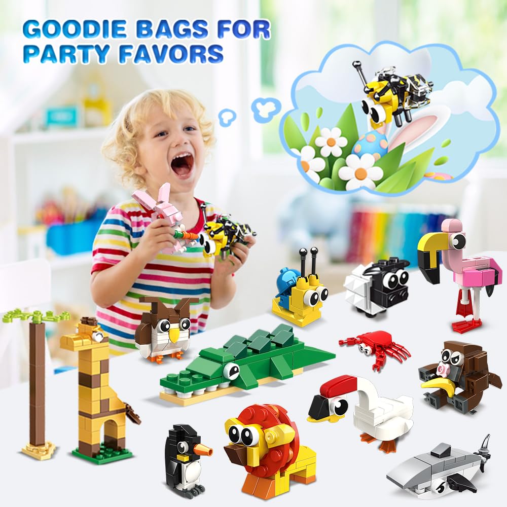 HOGOKIDS Building Blocks Set - 20 Pack Colorful Animal Toys for Kids Ages 6-12, Perfect for Party Favors, Easter Gifts, and Classroom Prizes