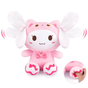 CAGRIKUELI Bunny Plush, 9.8in Bunny Stuffed Animal Ear Moving Jumping, Cute Pink Cat Bunny Plush Toys Birthday Gifts for Kids Te