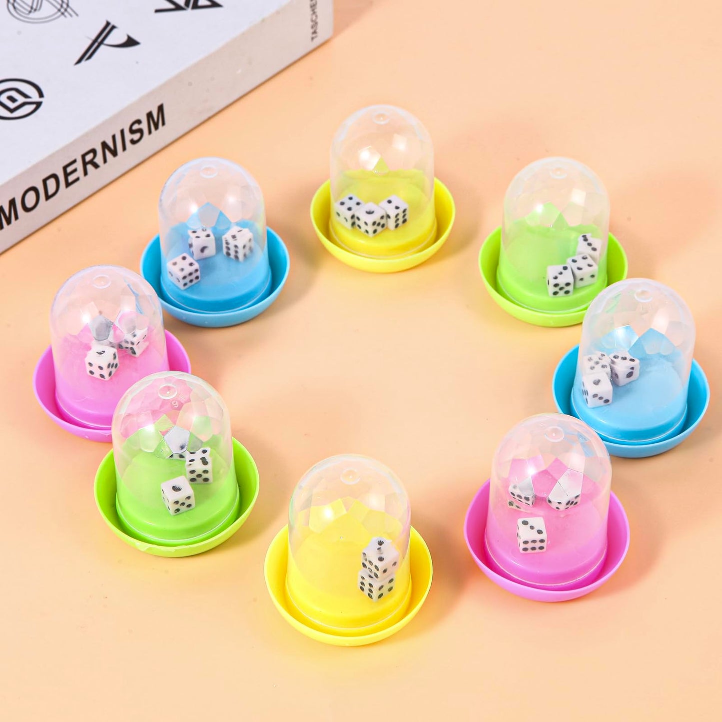 12 Pack Mini Dice Cup Set,Party Favors for Adults Kids Toddlers, Plastic Shaker Dice Game,Shaker Cup Desk Toys, Classroom Reward